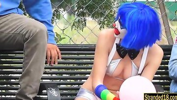 Sweet Teen Clown Fucked In Outdoor