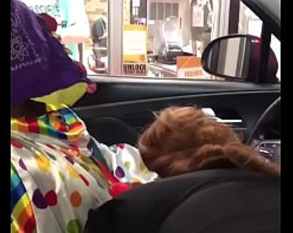 Clown Gets Dick Sucked While Ordering Food