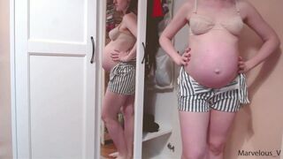 Hot Sexy Pregnant Mommy Trying On Her Tight Clothes On Huge Pregnant Belly