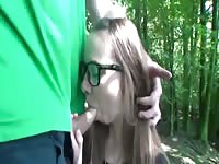 Nerdy Teen With Glasses Fucks In The Wood