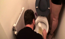 Femdom Ladies Humiliate Slave At The Toilet