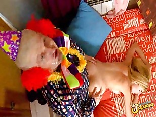 Young Busty Blonde Fucked By Clown