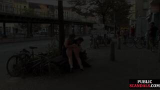 Busty German Publicly Humiliated Outside Before Cock Riding