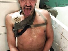 Pathetic Fag Plays With His Piss And Cums In The Toilet