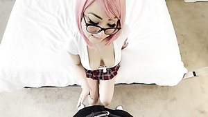 Nerdy Busty Japanese Schoolgirl Fucked In Both Holes