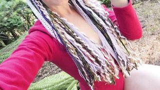 Nerdy Faery Wets Her Red Romper In The Woods