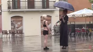 Rain Saves This Slut From Humiliation, Not Many Bystanders Are Willing To Go Out