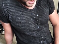 Another Big Cumshot On My Ever Dirtier Cum T Shirt   Video 2