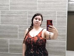 BBW Wife Urinating In A Red Dress In Public Bathroom