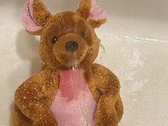 Plush Kangaroo Gets Pissed On