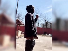 Thick Sexy Black Dude Flashing His Big Dick In Public