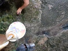 Malaysian Woman Splashes Water On Her Feet&vagina