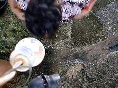 Malaysian Woman Splashes Water On Her Feet&vagina