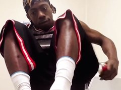 Dark Skin Trade Strokes His *LONG* BBC In Laundry Room!