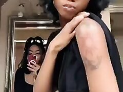 Cute Ebony Slips Her Pierced Nip