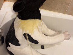 Pissing On A LARGE Plush Calf