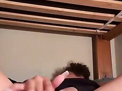 Cute Long Fingernail Teen Uses Small Toy On Bottom Bunk