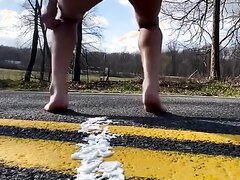 WOMAN SQUIRTS WHIP CREAM FROM ASS ON ROAD