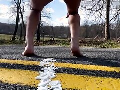 WOMAN SQUIRTS WHIP CREAM FROM ASS ON ROAD