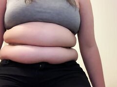 Chubby BBW Makes Her Own Double Belly