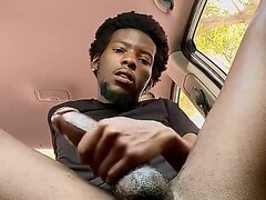 Black Guy Smoking And Cums While In Car