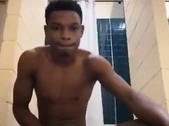 Black College Teen Strokes In COMMUNAL SHOWERS!