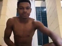 Black College Teen Strokes In COMMUNAL SHOWERS!