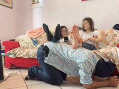 Human Footstool For Mistress And Friend