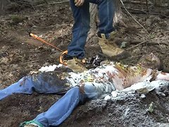 Nasty Pig Tied On Mud, Humiliated Trampled With Eggs