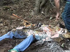 Nasty Pig Tied On Mud, Humiliated Trampled With Eggs