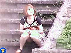 Jap Girl Removes Panties To Piss On Stone Steps (21)