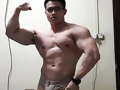 Asian Handsome Nerdy Muscle Flex 01 (no Full Fronta )