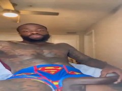 Dark Skinned Bearded Tatted Up Dude Flashing His Bbc