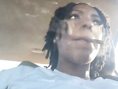 Ebony Stud Smokes Weed Blunt And Shows Titties