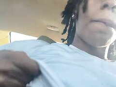 Ebony Stud Smokes Weed Blunt And Shows Titties