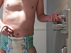 Diaper Fag Fills His Diaper In The Shower