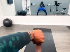 Stroking His BBC In The Gym