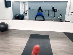 Stroking His BBC In The Gym