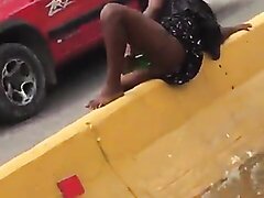 Horny Lady Bottle Fucks Her Pussy On The Street