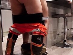 Builder Cums Inside Client Over New Kitchen Table