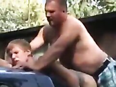 STEPDAD BAREBACK FUCKS & CREAMPIES STEPSON N PICKUP BED