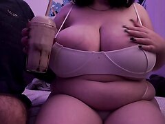 BBW With HUGE Tits Force Fed Food