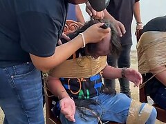 Long Haired Dude Gets Bound And Buzzed