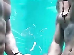 2 Hung Studs Wanking & Cumming Underwater