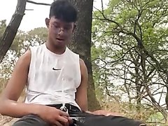 Public Outdoor Caged Asian Piss Fag Soaking Himself