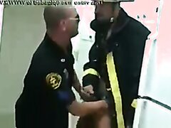 FIREFIGHTER SHOOTS HOT LOAD ALL OVER COPS ASS & CHEST!