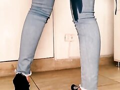 Sexy Brunette Pisses In Her Jeans