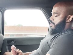 Bald Bearded Black Bull *CUMS* In CAR!